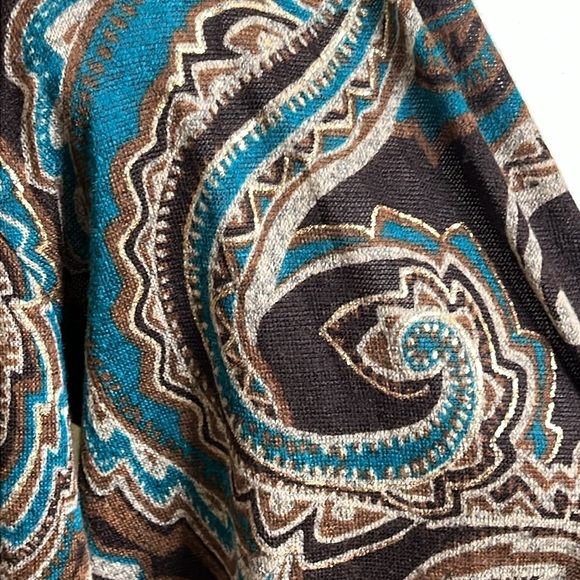 Chico's Kimono Floral Paisley gold long sleeve open front lightweight Cardigan - Picture 10 of 12